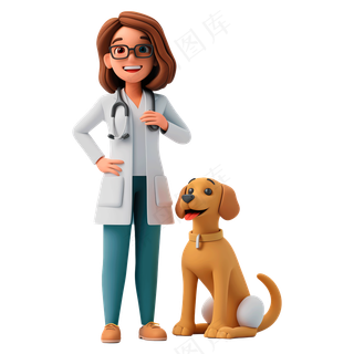 免抠给狗看病的卡通医生