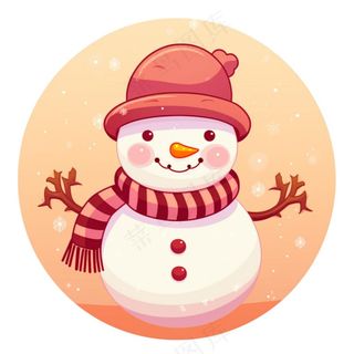 圣诞雪人红帽子围巾卡通插画免抠