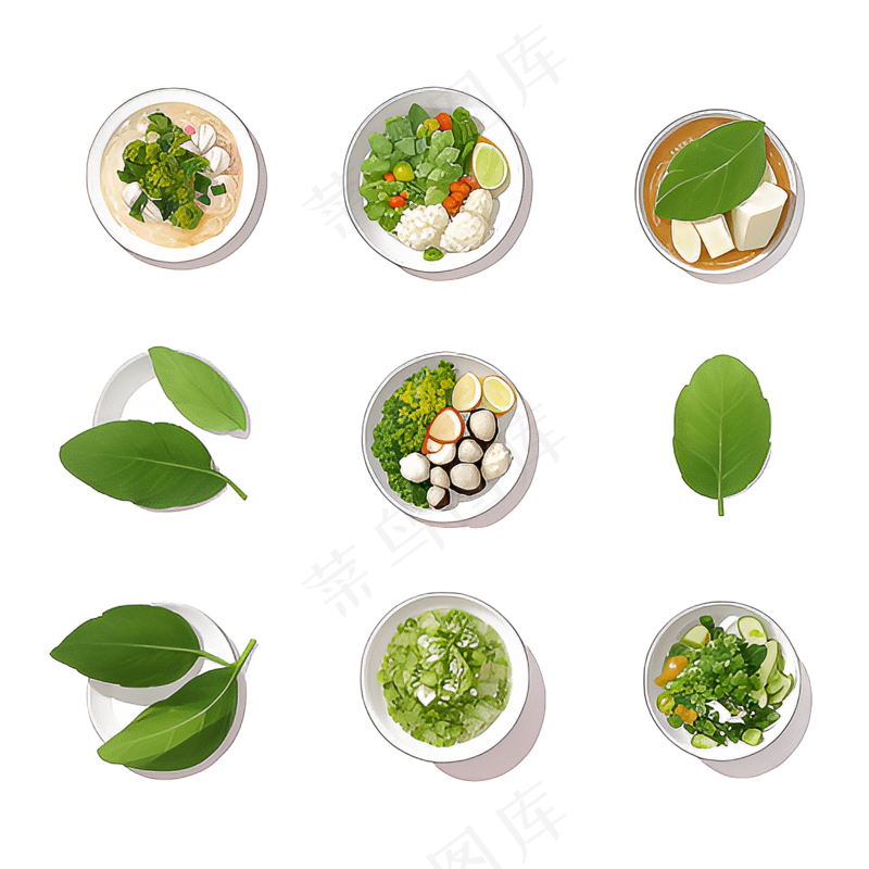 绿色手绘水果养生菜免抠素材125