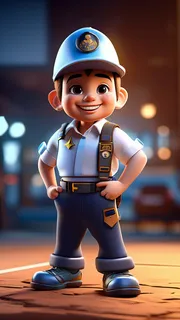 3D卡通人物交警男士1