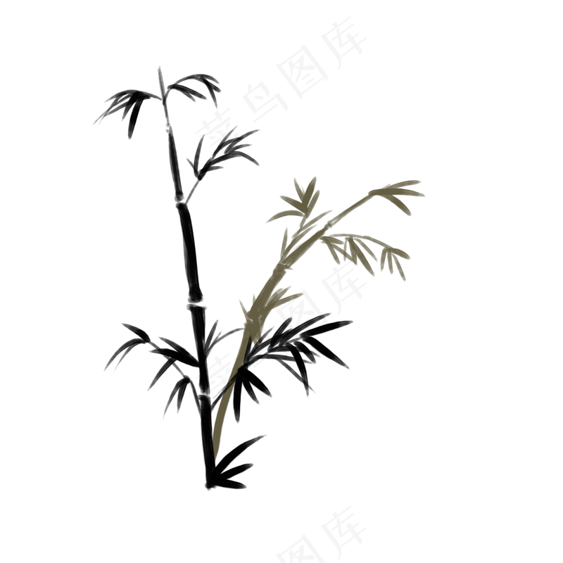 中国风水墨竹子图片古风竹叶竹林水彩手绘插画PNG免扣设计
