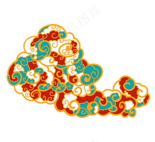 国潮敦煌云纹祥云插画免扣素材 (64)