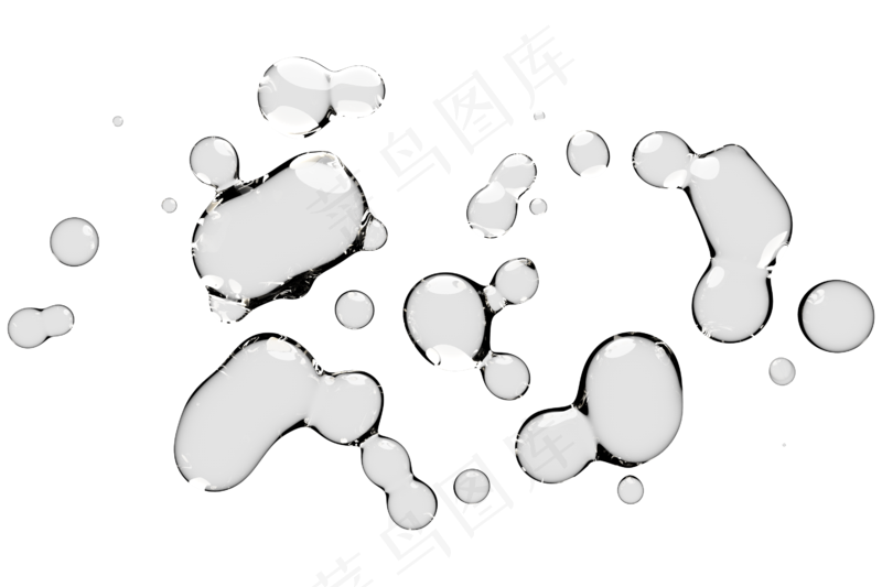 高清日系极简逼真透明水滴液体气泡水珠空气感png免扣素材 (