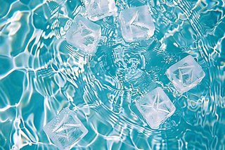 夏日清凉透明的冰块摄影图