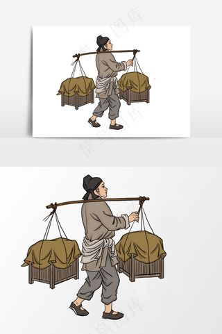 插画丨国风人物丨生意人004丨PPT插图