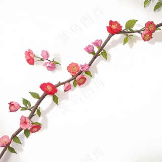 粉色手绘梅花一枝梅素材5