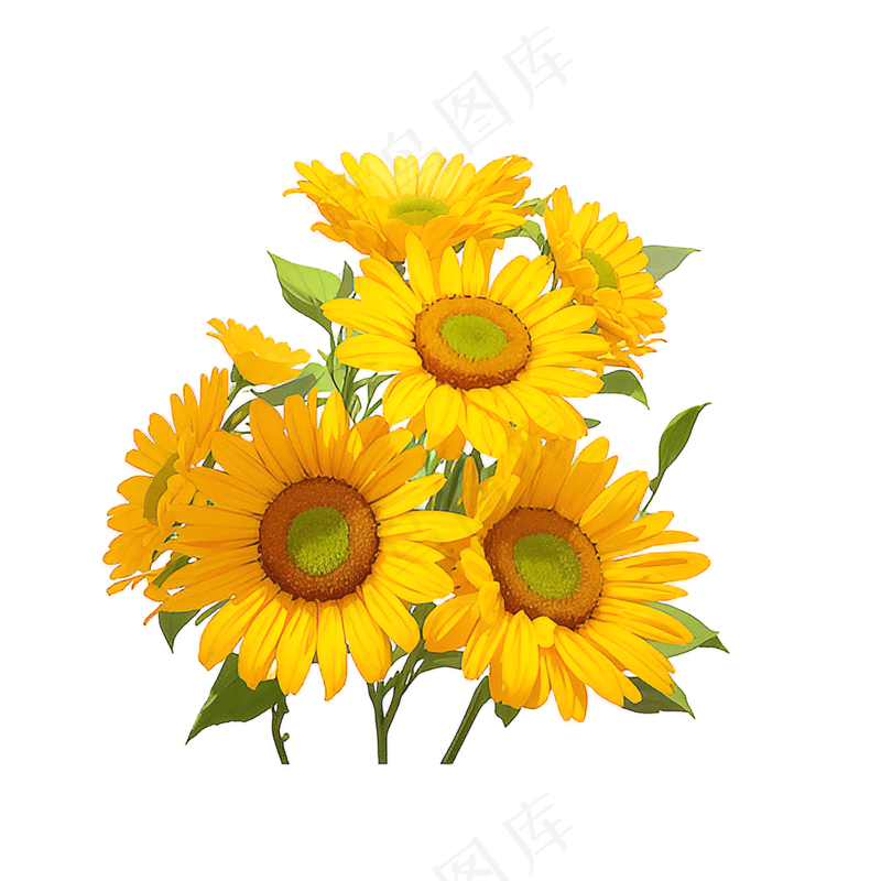 黄色向日葵花朵免抠素材39