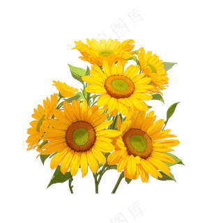 黄色向日葵花朵免抠素材39