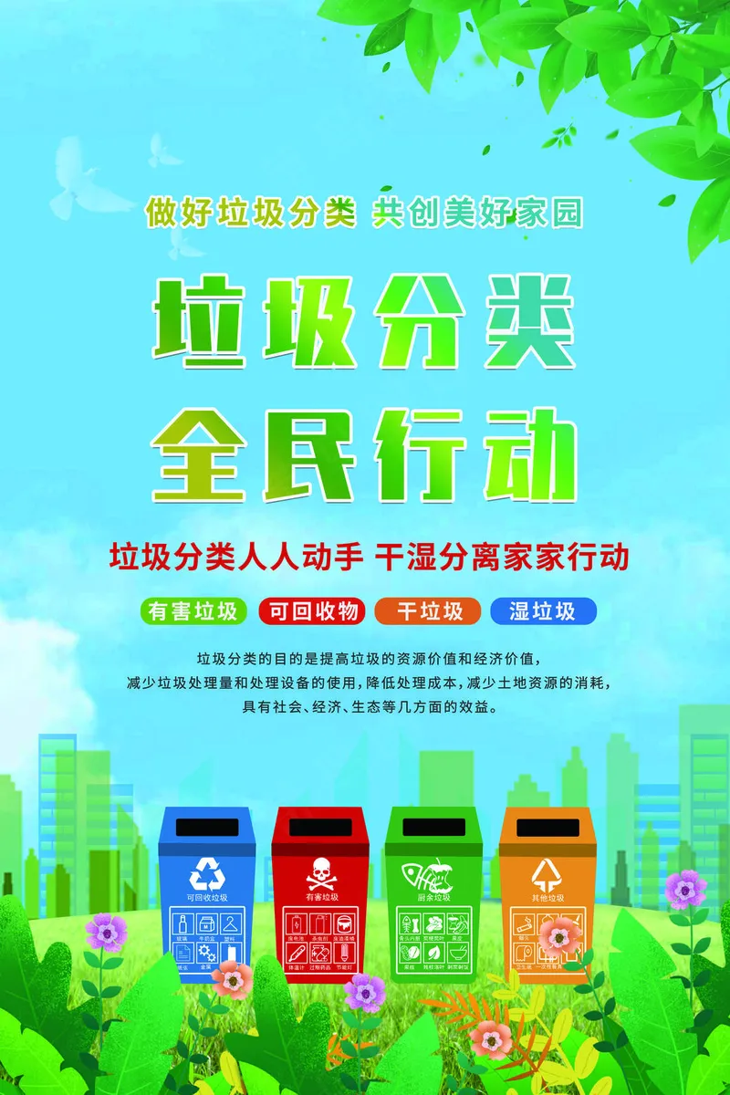 垃圾分类全民行动psd模版下载