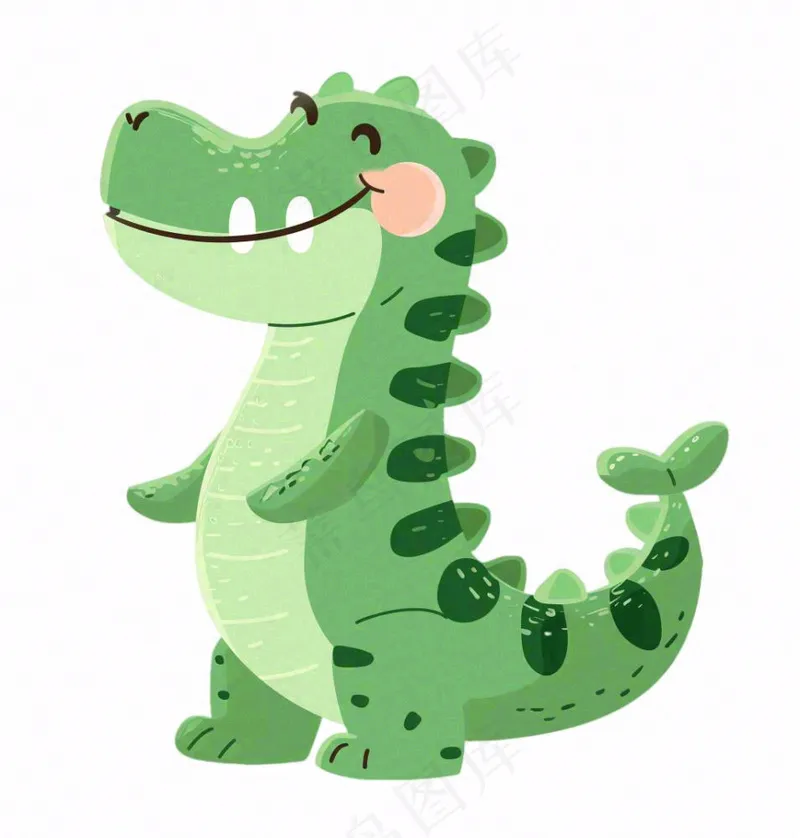 绿色鳄鱼可爱动物卡通插画免抠(1024x1072)