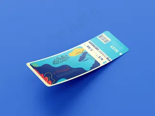 蓝色背景长方形可撕门票样机15