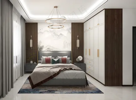 国潮风格卧室效果图1