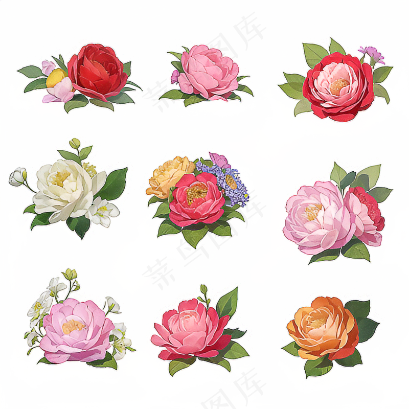 红色黄色粉色玫瑰花免抠素材199