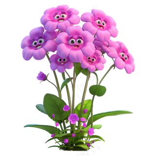 免抠紫色卡通花朵