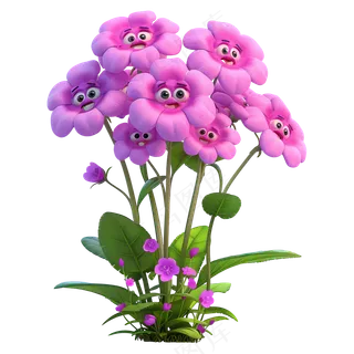 免抠紫色卡通花朵