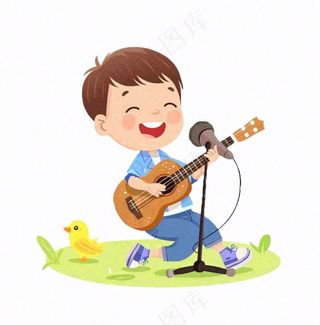 吉他弹唱音乐会歌唱人物卡通插画免抠