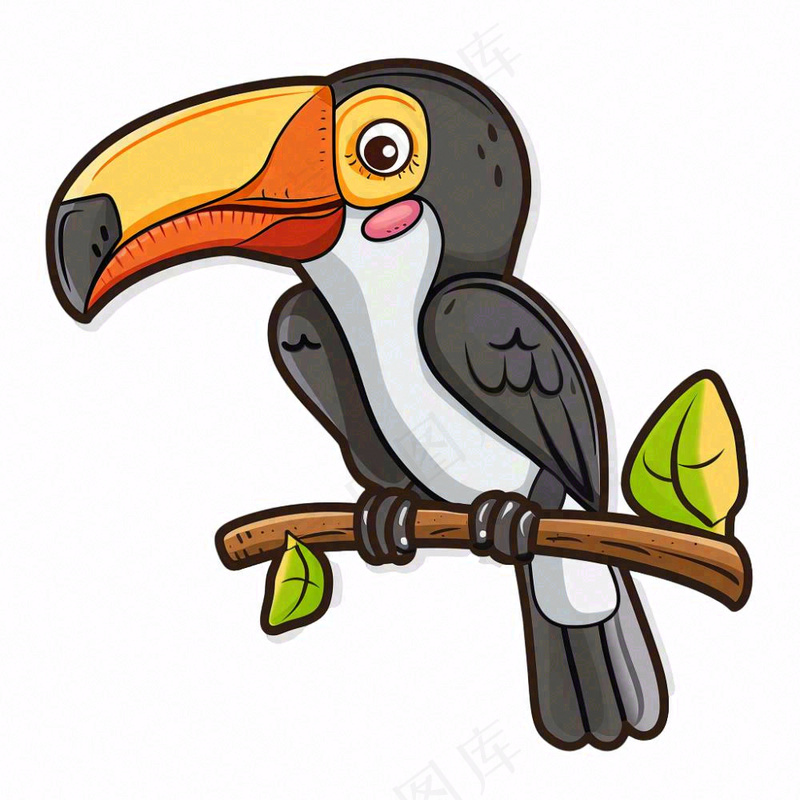 鵎鵼巨嘴鸟动物卡通插画免抠