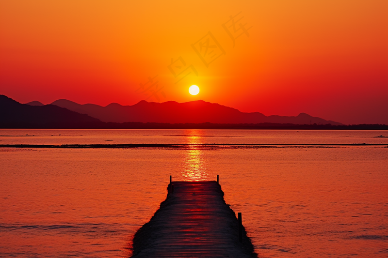 夕阳落日下海洋海面沙滩余晖倒影美景摄影图(4032x2688)