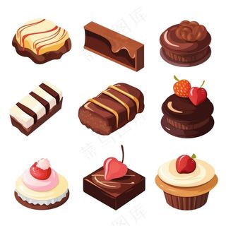 巧克力蛋糕甜点卡通插画免抠