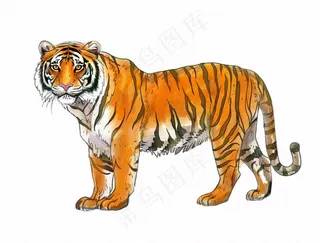 老虎丛林之王动物卡通插画免抠