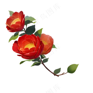 红色 海棠花 手绘 免抠 素材32