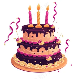 生日蛋糕蜡烛庆祝卡通插画免抠