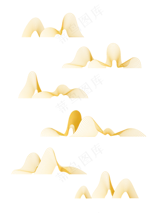 山水波浪祥云中式国风线条