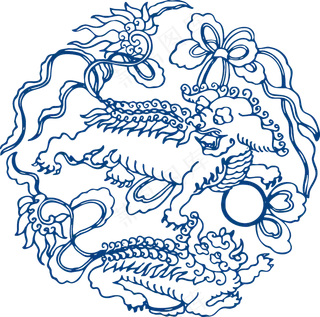 古代青花瓷图案花纹中国风图案祥云纹理传统图腾PNG免扣素材