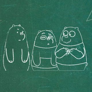 咱们裸熊黑板粉笔画