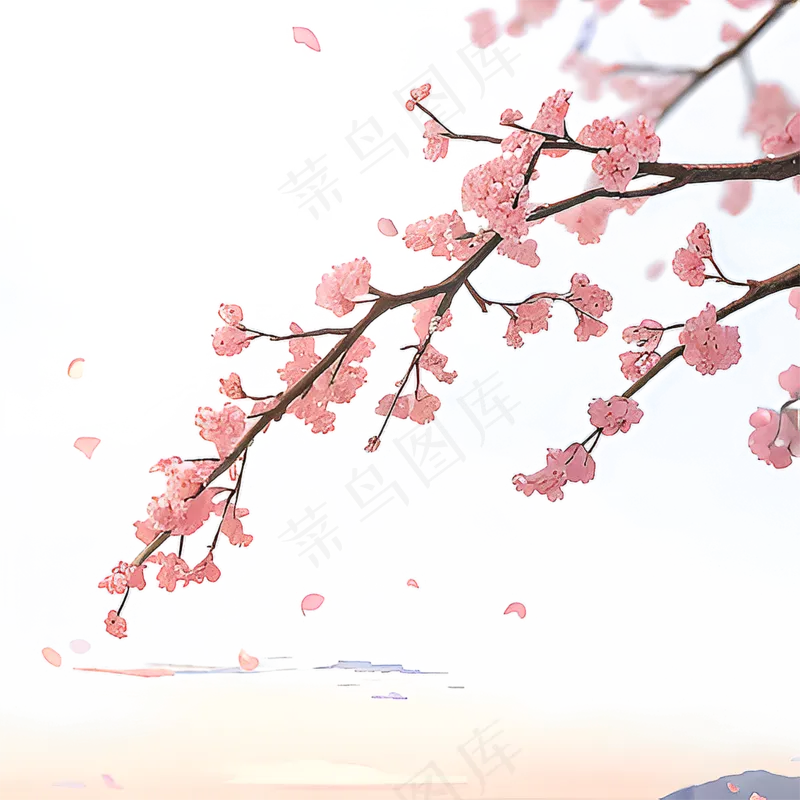 粉色手绘梅花一枝梅素材15