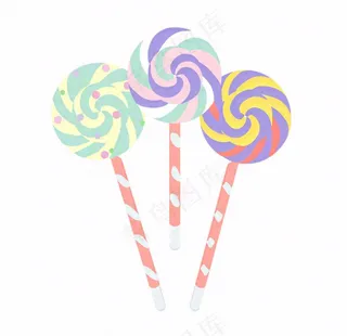 彩色棒棒糖卡通插画免抠