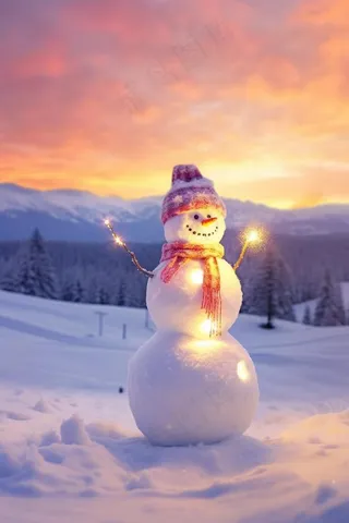 浪漫雪人可爱背景