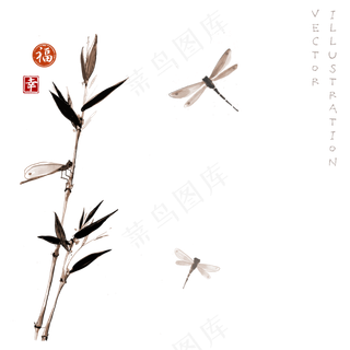 中国风水墨竹子图片古风竹叶竹林水彩手绘插画PNG免扣设计