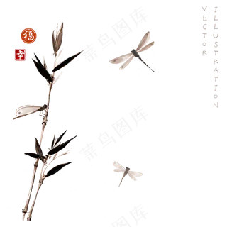 中国风水墨竹子图片古风竹叶竹林水彩手绘插画PNG免扣设计