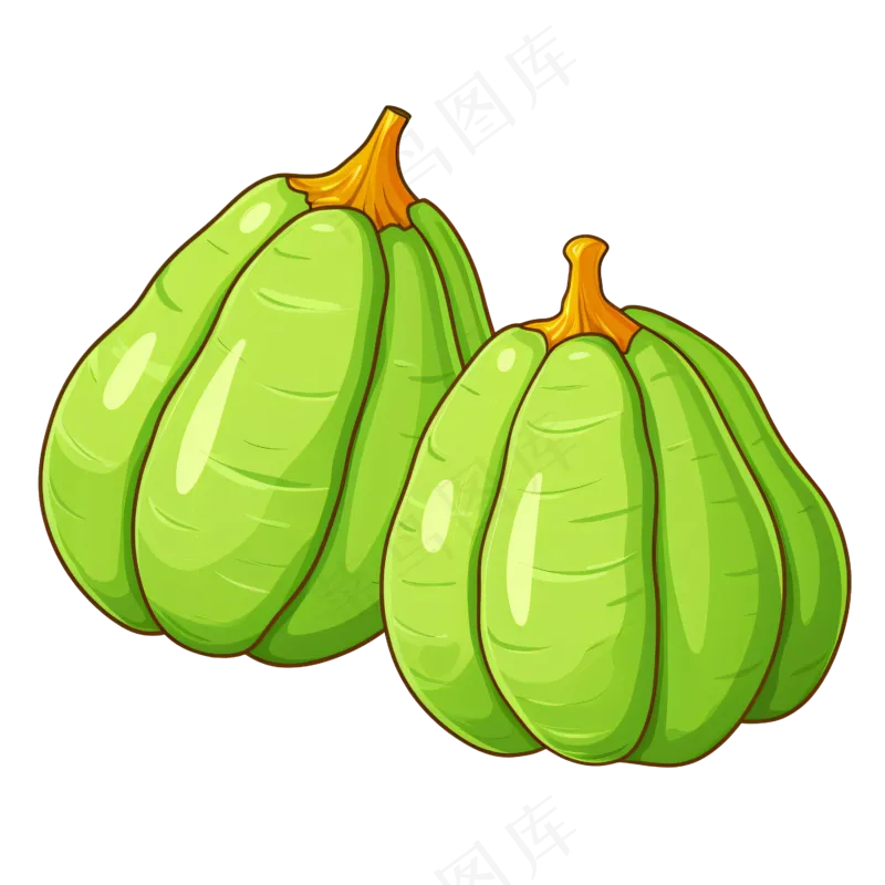 卡通手绘佛手瓜线条插画矢量装饰元素psd模版下载