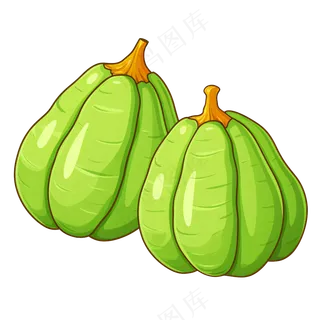 卡通手绘佛手瓜线条插画矢量装饰元素