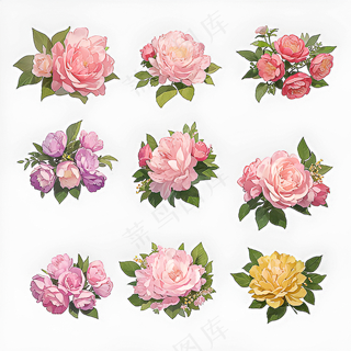 红色黄色粉色玫瑰花免抠素材40