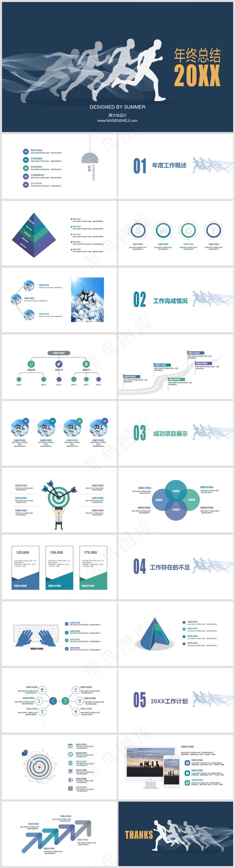 述职总结PPT模板丨高端商务风丨标准色系丨教育培训工作汇报用77