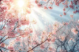 春日樱花花朵摄影图