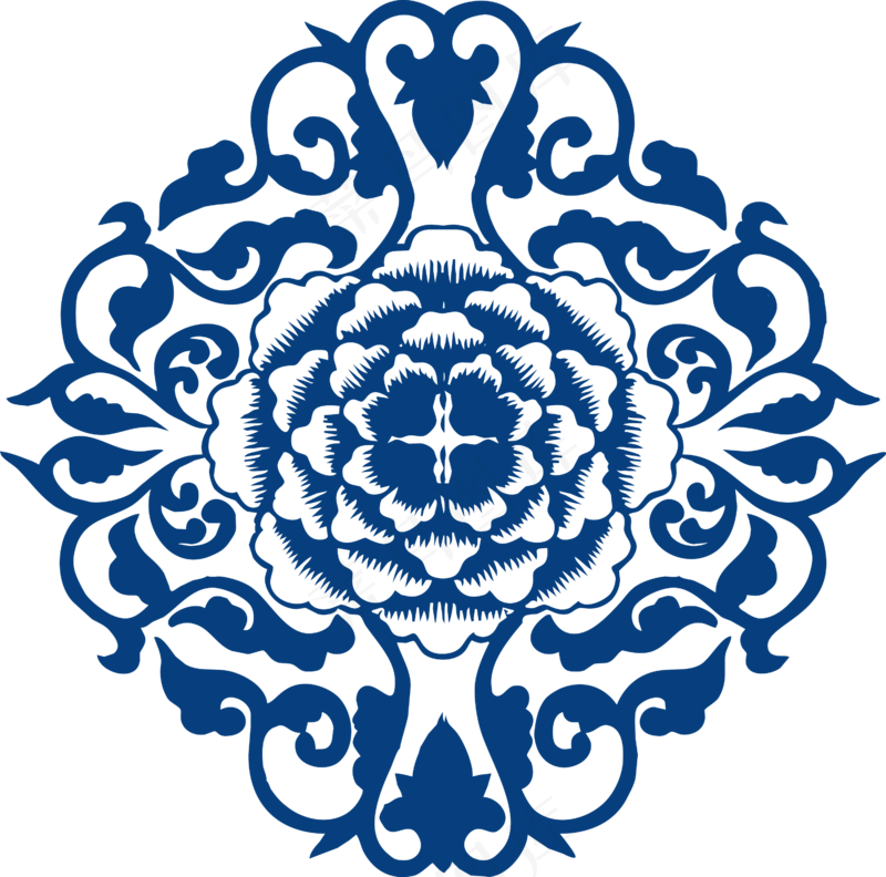 古代青花瓷图案花纹中国风图案祥云纹理传统图腾矢量AI设计PNG免扣素材