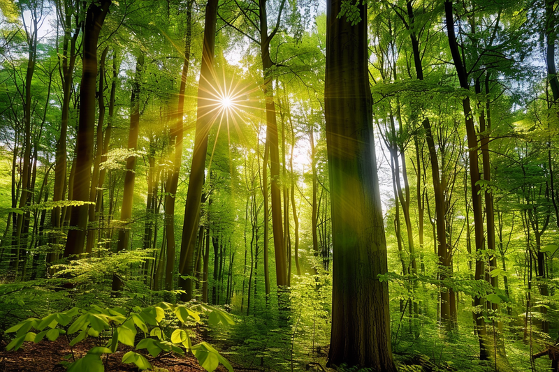 山林森林阳光绿色大自然风景摄影图
