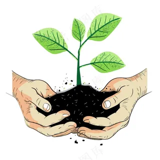 手捧树苗保护环境植树节卡通插画免抠