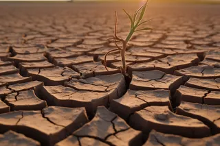 缺水干裂的土地地面干枯摄影图