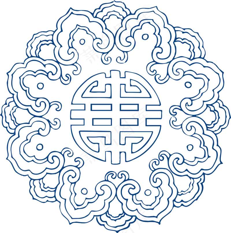 古代青花瓷图案花纹中国风图案祥云纹理传统图腾矢量AI设计免扣素材
