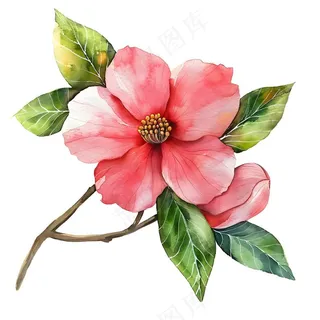 春天映山红花朵植物插画免抠