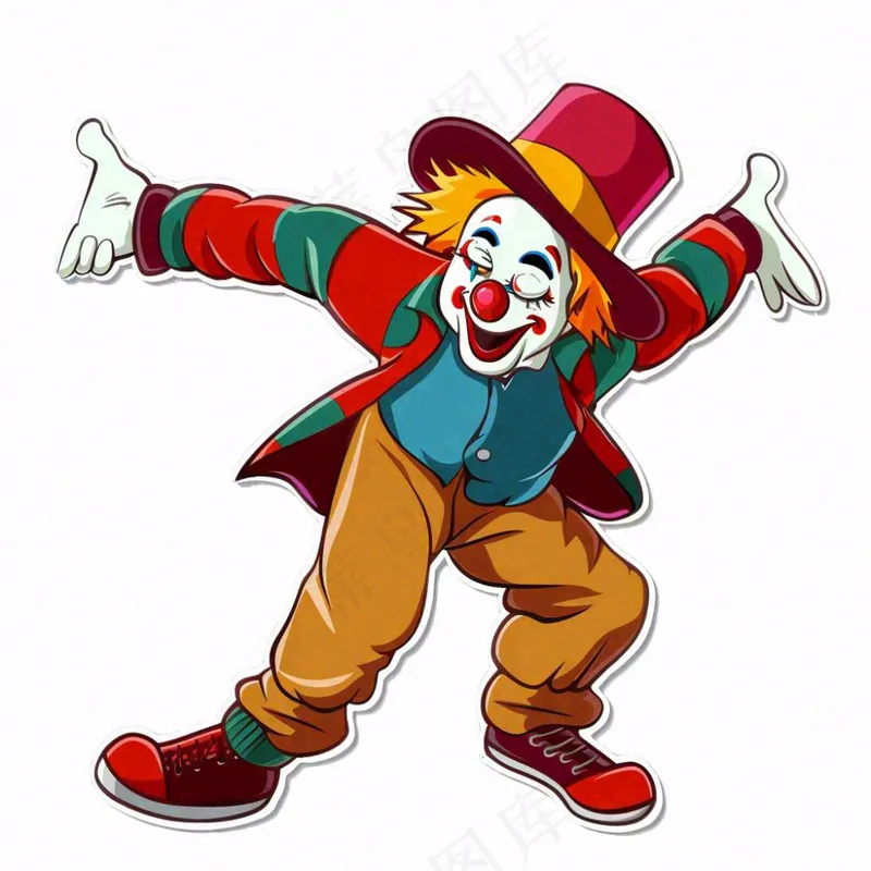 小丑愚人节搞怪人物卡通插画免抠(1024x1024)