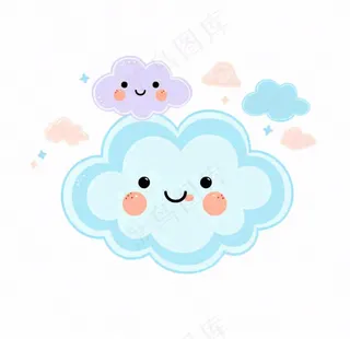 白云云朵天气卡通插画免抠