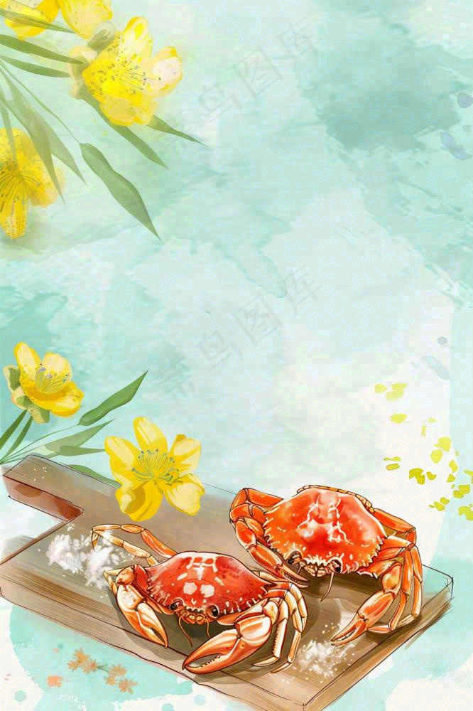 古风水墨白露菊花螃蟹桂花酒插画24节气寒露中秋插画背景(896x1344)