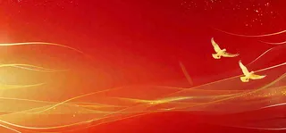 红色大气年会节日活动庆祝金线鸽子红色背景