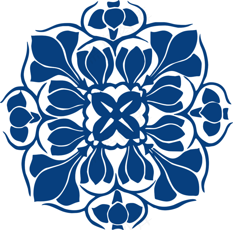 古代青花瓷图案花纹中国风图案祥云纹理传统图腾PNG免扣素材